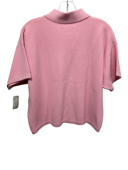 Essentiel Antwerp Size S Pink & Orange Viscose Blend Knit Short Sleeve Polo Top Pink & Orange / S