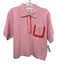 Essentiel Antwerp Size S Pink & Orange Viscose Blend Knit Short Sleeve Polo Top Pink & Orange / S
