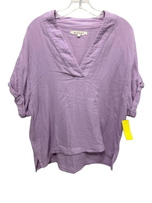 XiRENA Size S Lilac Purple Cotton Gauze V Neck Cuffed short sleeve Top Lilac Purple / S