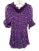 Misa Size S Purple Viscose Abstract Floral Off Shoulder 1/2 Balloon Sleeve Dress Purple / S