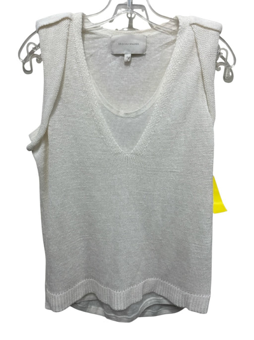 Brochu Walker Size S White Hemp & Linen Knit Sleeveless Layered Effect Tank Top White / S