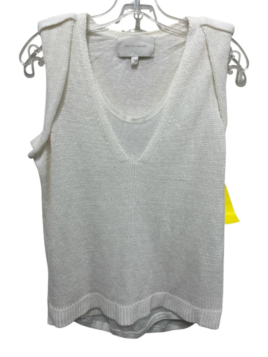 Brochu Walker Size S White Hemp & Linen Knit Sleeveless Layered Effect Tank Top White / S