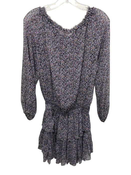 Loveshackfancy Size S Black, Purple & Orange Silk Micro Floral Dress Black, Purple & Orange / S