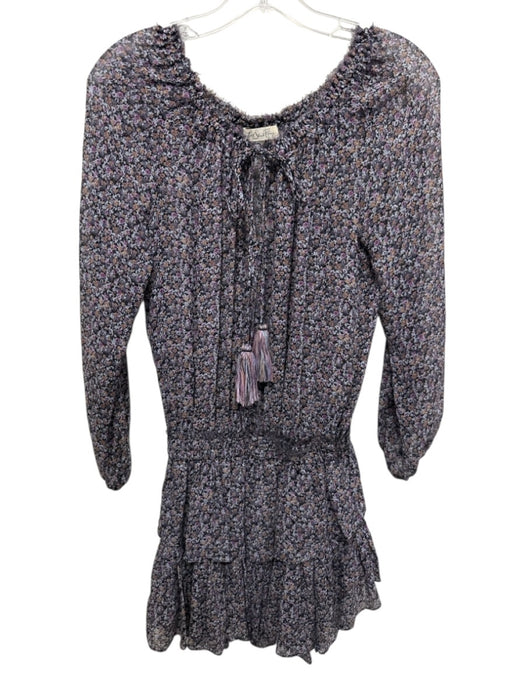 Loveshackfancy Size S Black, Purple & Orange Silk Micro Floral Dress Black, Purple & Orange / S