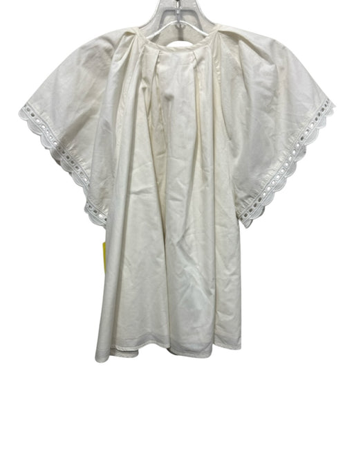 Mariacher Size M Cream, Black & Pink Cotton Embroidered Short Sleeve Top Cream, Black & Pink / M