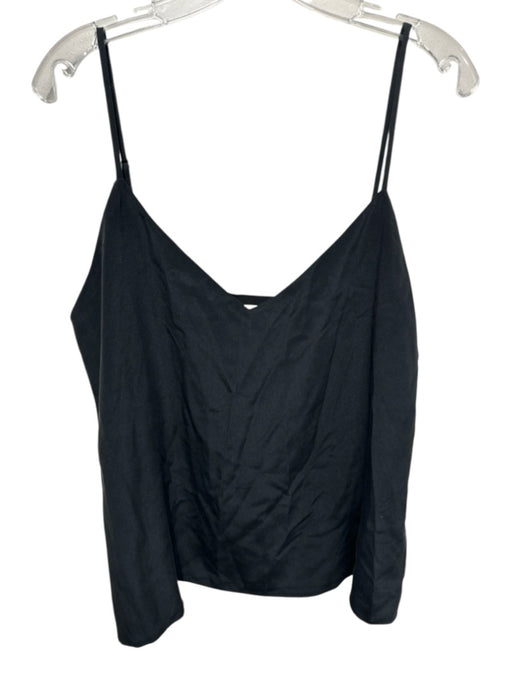 L'agence Size M Black Silk Spaghetti Strap V Neck Slip Tank Top Black / M