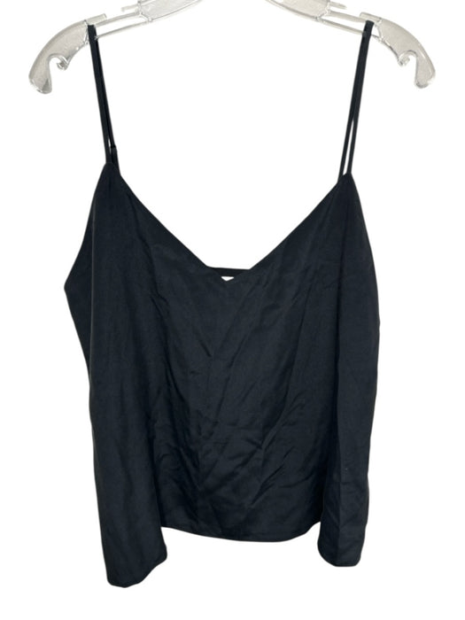 L'agence Size M Black Silk Spaghetti Strap V Neck Slip Tank Top Black / M