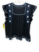 Sea New York Size XS Black, Blue & White Cotton & Linen Embroidered Top Black, Blue & White / XS
