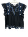 Sea New York Size XS Black, Blue & White Cotton & Linen Embroidered Top Black, Blue & White / XS