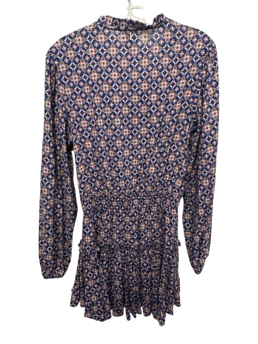 Misa Size S Navy, Pink & Green Rayon Blend Geometric Long Balloon Sleeve Dress Navy, Pink & Green / S