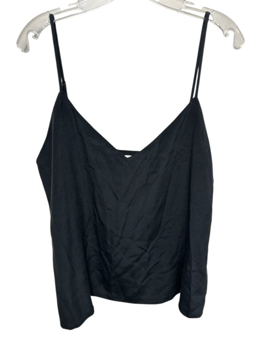 L'agence Size M Black Silk Spaghetti Strap V Neck Slip Tank Top Black / M