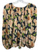 The Great Size 1 Black, Beige & Green Silk Floral Long Balloon Sleeve Top Black, Beige & Green / 1