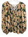 The Great Size 1 Black, Beige & Green Silk Floral Long Balloon Sleeve Top Black, Beige & Green / 1