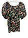 The Great Size 2 Black & Multi Cotton Floral Short Balloon Sleeve Wide Neck Top Black & Multi / 2
