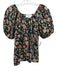The Great Size 2 Black & Multi Cotton Floral Short Balloon Sleeve Wide Neck Top Black & Multi / 2