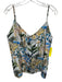 L'agence Size M Blue & Multi Silk Spaghetti Strap V Neck Jungle Print Tank Top Blue & Multi / M