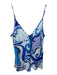 L'agence Size M Blue & Purple Silk Spaghetti Strap V Neck Swirl Pattern Tank Top Blue & Purple / M