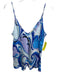 L'agence Size M Blue & Purple Silk Spaghetti Strap V Neck Swirl Pattern Tank Top Blue & Purple / M