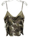 L'agence Size M Mixed Greens Silk Spaghetti Strap V Neck Camo Tank Top Mixed Greens / M