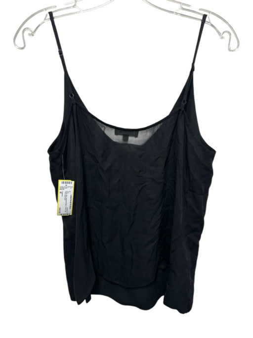 L'agence Size M Black Silk Spaghetti Strap V Neck Slip Tank Top Black / M