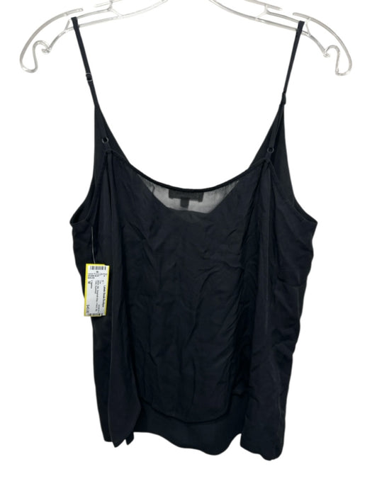 L'agence Size M Black Silk Spaghetti Strap V Neck Slip Tank Top Black / M