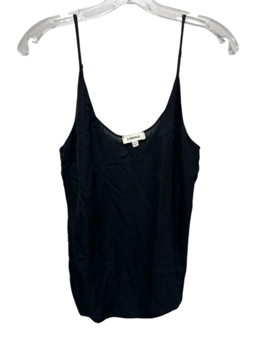 L'agence Size M Black Silk Spaghetti Strap V Neck Slip Tank Top Black / M
