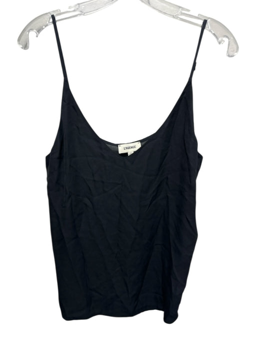 L'agence Size M Black Silk Spaghetti Strap V Neck Slip Tank Top Black / M
