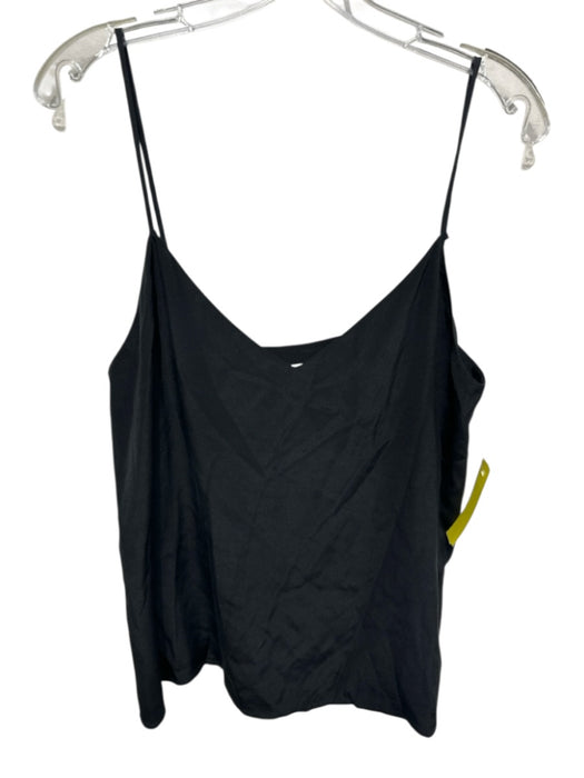 L'agence Size S Black Silk Spaghetti Strap V Neck Slip Tank Top Black / S