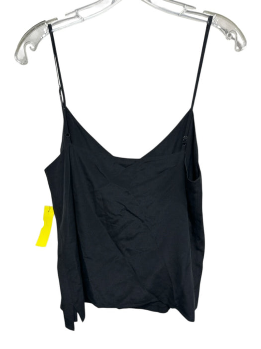 L'agence Size M Black Silk Spaghetti Strap V Neck Slip Tank Top Black / M