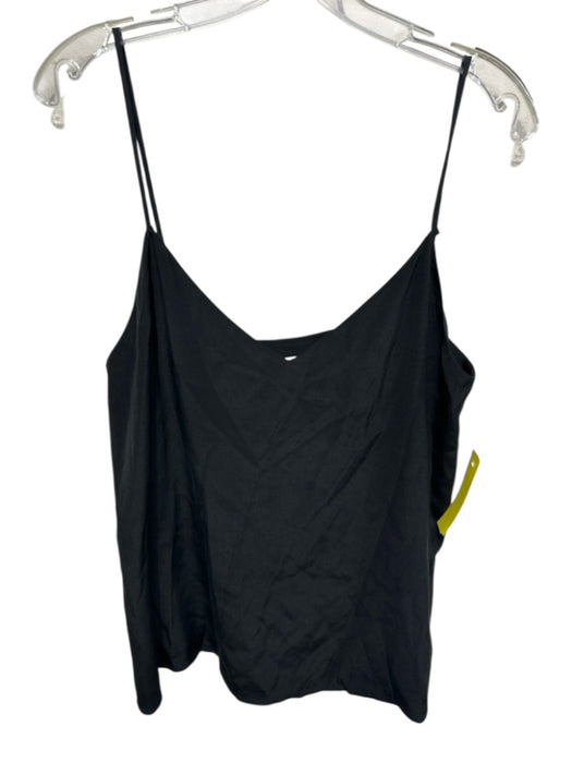 L'agence Size M Black Silk Spaghetti Strap V Neck Slip Tank Top Black / M