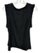 Cinq a Sept Size M Black Silk ribbed hem Ruffle Shoulder Detail Sleeveless Top Black / M