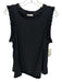 Cinq a Sept Size M Black Silk ribbed hem Ruffle Shoulder Detail Sleeveless Top Black / M