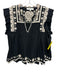 Sea New York Size S Black & Beige Cotton & Linen Embroidered Pintuck Pleats Top Black & Beige / S