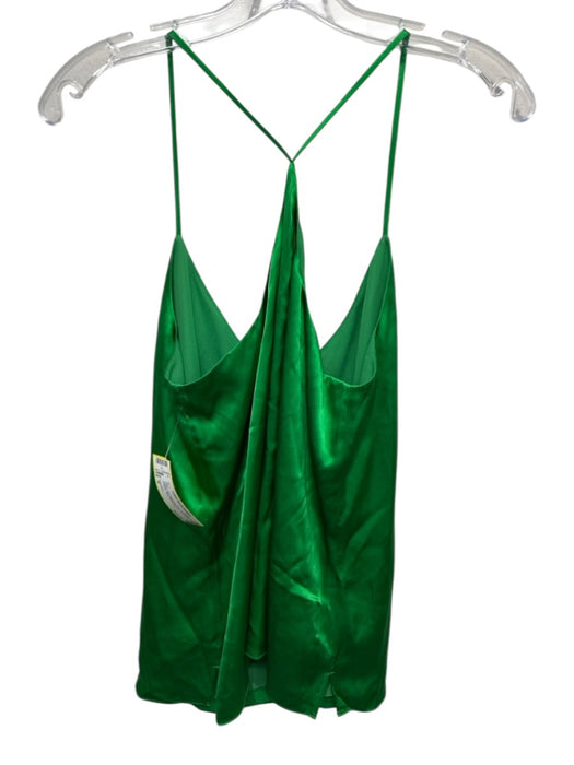 L'agence Size S Green Silk Spaghetti Strap Racerback V Neck Tank Top Green / S