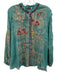 Johnny Was Size Medium Teal Blue & Multi Rayon Blend Long Sleeve Top Teal Blue & Multi / Medium