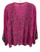 Johnny Was Size Medium Pink & Multi Rayon Blend Long Sleeve Button Front Top Pink & Multi / Medium