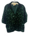 Emily McCarthy Size M Green Polyester & Spandex Short Puff Sleeve Collar Top Green / M
