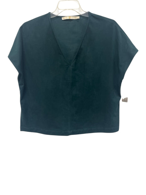Marie Oliver Size S Phthalo Green Polyester & Spandex Suede V Neck Top Phthalo Green / S