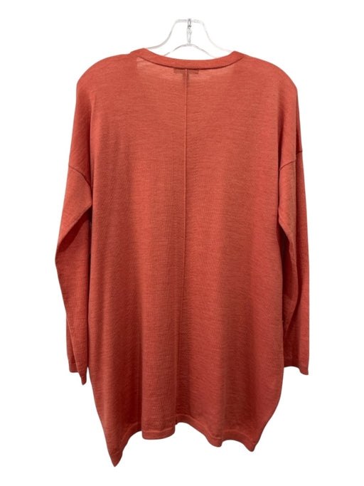 Eileen Fisher Size PM Orange Merino Wool Long Sleeve V Neck Heathered Sweater Orange / PM