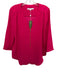 Trina Turk Size L Fuchsia Polyester V Neck Zip Detail 3/4 Flare Sleeve Flowy Top Fuchsia / L