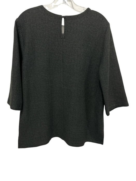 Eileen Fisher Size L Green Gray Tencel Lyocell Blend Waffle Knit 1/2 Sleeve Top Green Gray / L