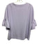 Trina Turk Size L Lilac Purple Polyester Tie V Neck 1/2 Sleeve Ruffle Detail Top Lilac Purple / L