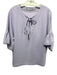 Trina Turk Size L Lilac Purple Polyester Tie V Neck 1/2 Sleeve Ruffle Detail Top Lilac Purple / L