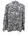 Finley Size L White & Brown Cotton Blend Zebra Print Long Sleeve Button Up Top White & Brown / L
