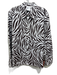 Finley Size L White & Brown Cotton Blend Zebra Print Long Sleeve Button Up Top White & Brown / L