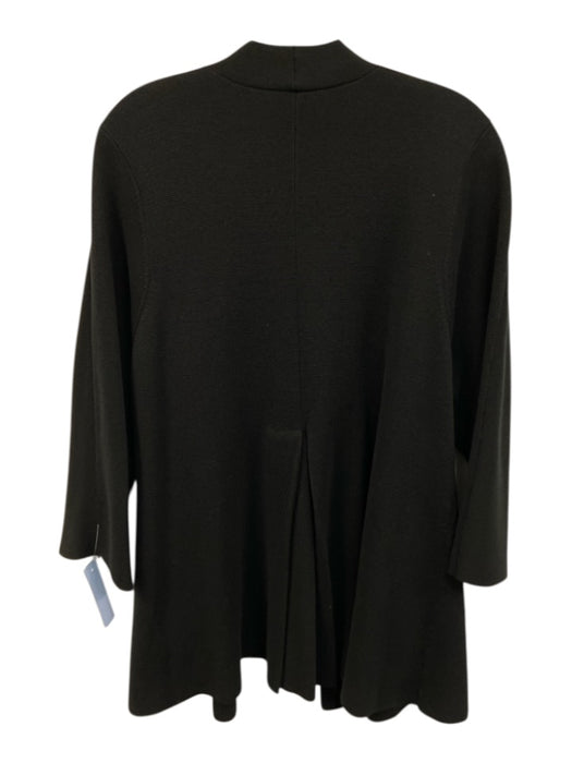 Eileen Fisher Size Large Black Silk Blend Long Sleeve Textured Cardigan Black / Large