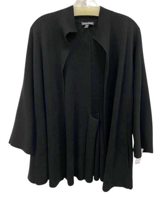 Eileen Fisher Size Large Black Silk Blend Long Sleeve Textured Cardigan Black / Large