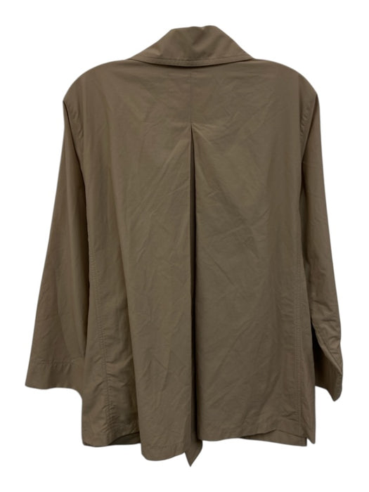Eileen Fisher Size Large Khaki Beige Cotton Blend Long Sleeve Pockets Jacket Khaki Beige / Large
