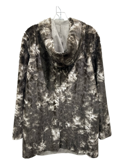 Adrienne Landau Size S Brown & Tan Polyacrylic Long Sleeve Hood Buttons Cardigan Brown & Tan / S