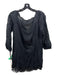 Hale Bob Size S Black Cotton & Silk Eyelet Long Sleeve Tunic Length Beaded Top Black / S